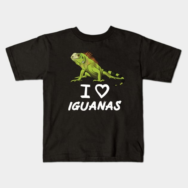 I Love Iguanas for Iguana Lovers, White Kids T-Shirt by Mochi Merch